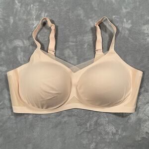 Honeylove CrossOver Bra Womens 3X+ Beige Wireless Comfort Support Mesh Padded